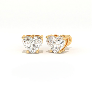 Aarinya Amore Heart Tops Earrings, The heart Brilliant Diamond Tops, Petite Rose Heart Earrings