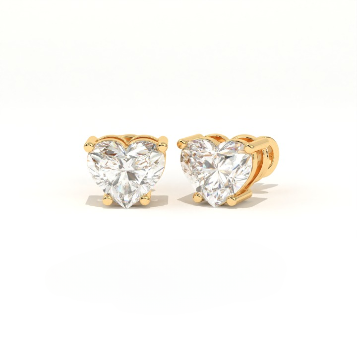 Aarinya Amore Heart Tops Earrings, The heart Brilliant Diamond Tops, Petite Rose Heart Earrings
