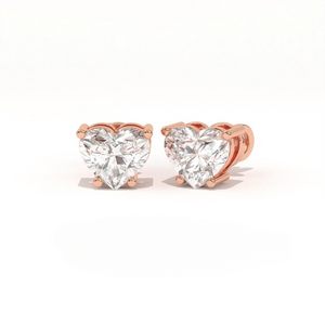 Aarinya Amore Heart Tops Earrings, The heart Brilliant Diamond Tops, Petite Rose Heart Earrings