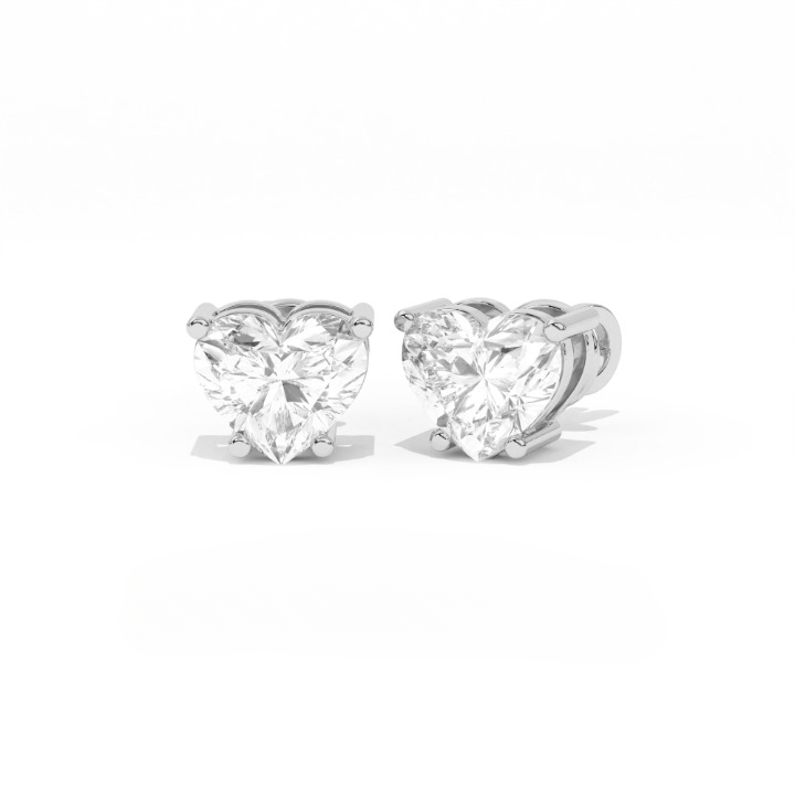 Aarinya Amore Heart Tops Earrings, The heart Brilliant Diamond Tops, Petite Rose Heart Earrings