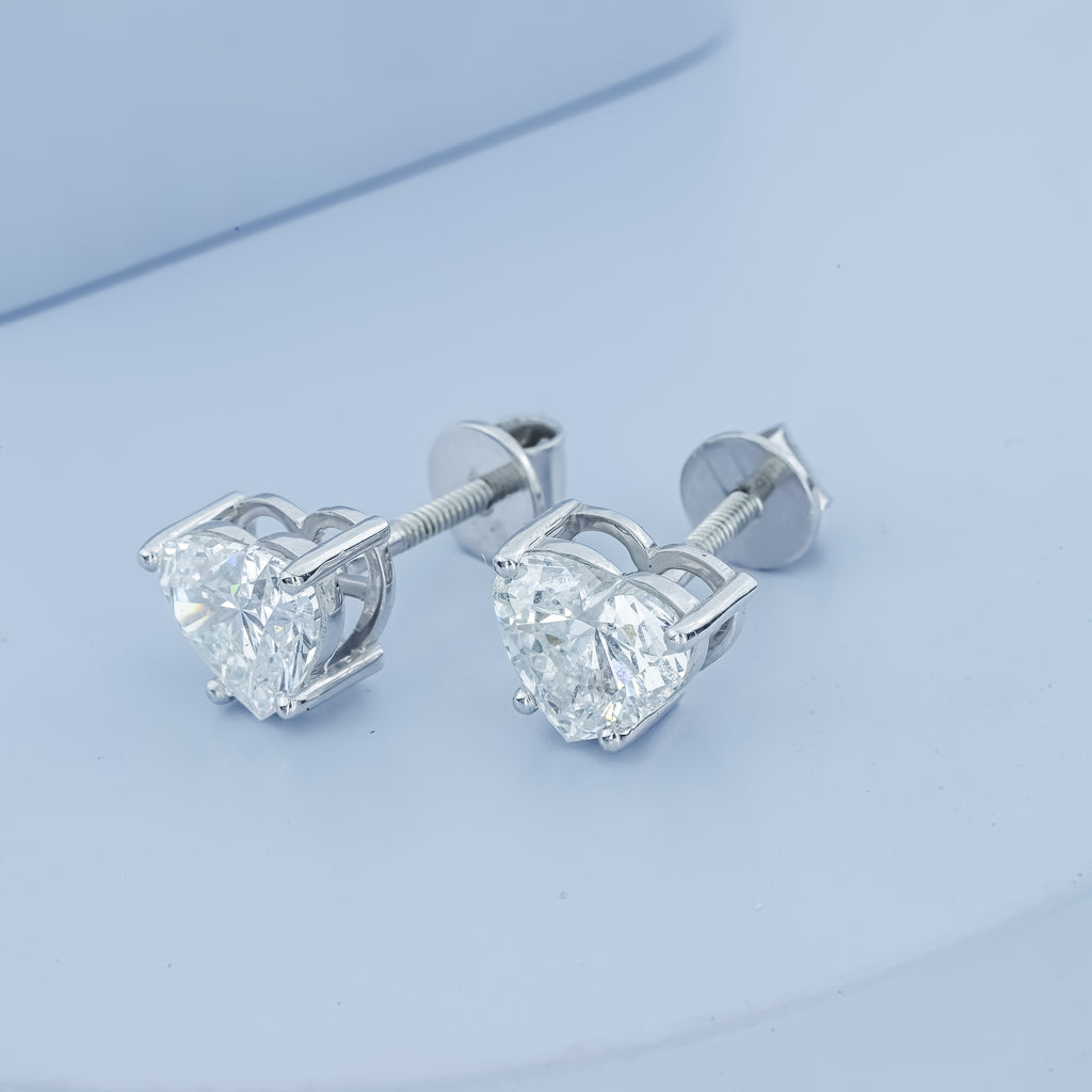 Aarinya Amore Heart Tops Earrings, The heart Brilliant Diamond Tops, Petite Rose Heart Earrings