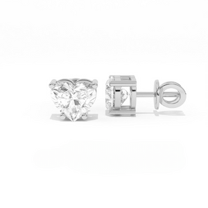 Aarinya Amore Heart Tops Earrings, The heart Brilliant Diamond Tops, Petite Rose Heart Earrings
