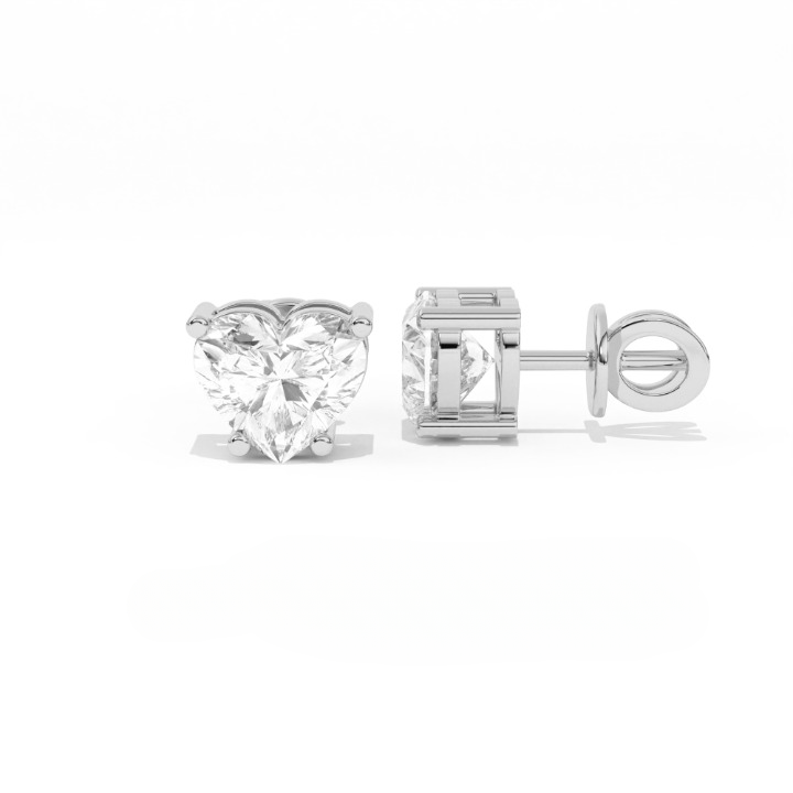 Aarinya Amore Heart Tops Earrings, The heart Brilliant Diamond Tops, Petite Rose Heart Earrings