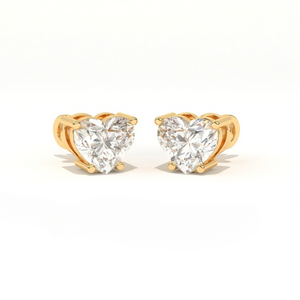 Aarinya Amore Heart Tops Earrings, The heart Brilliant Diamond Tops, Petite Rose Heart Earrings