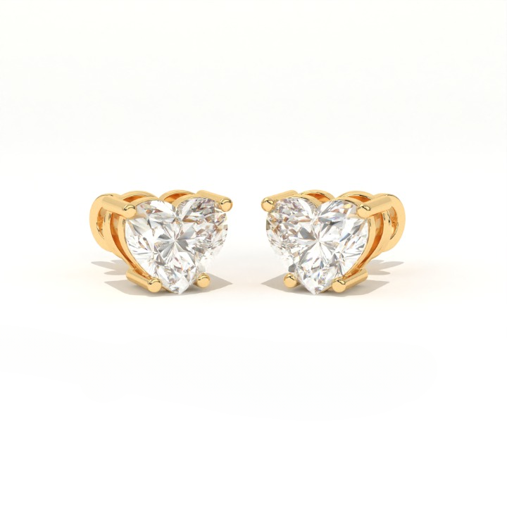 Aarinya Amore Heart Tops Earrings, The heart Brilliant Diamond Tops, Petite Rose Heart Earrings