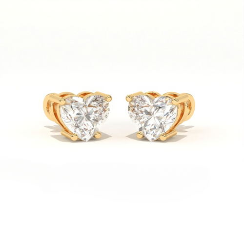 Aarinya Amore Heart Tops Earrings, The heart Brilliant Diamond Tops, Petite Rose Heart Earrings