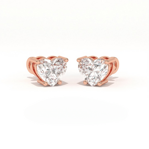Aarinya Amore Heart Tops Earrings, The heart Brilliant Diamond Tops, Petite Rose Heart Earrings