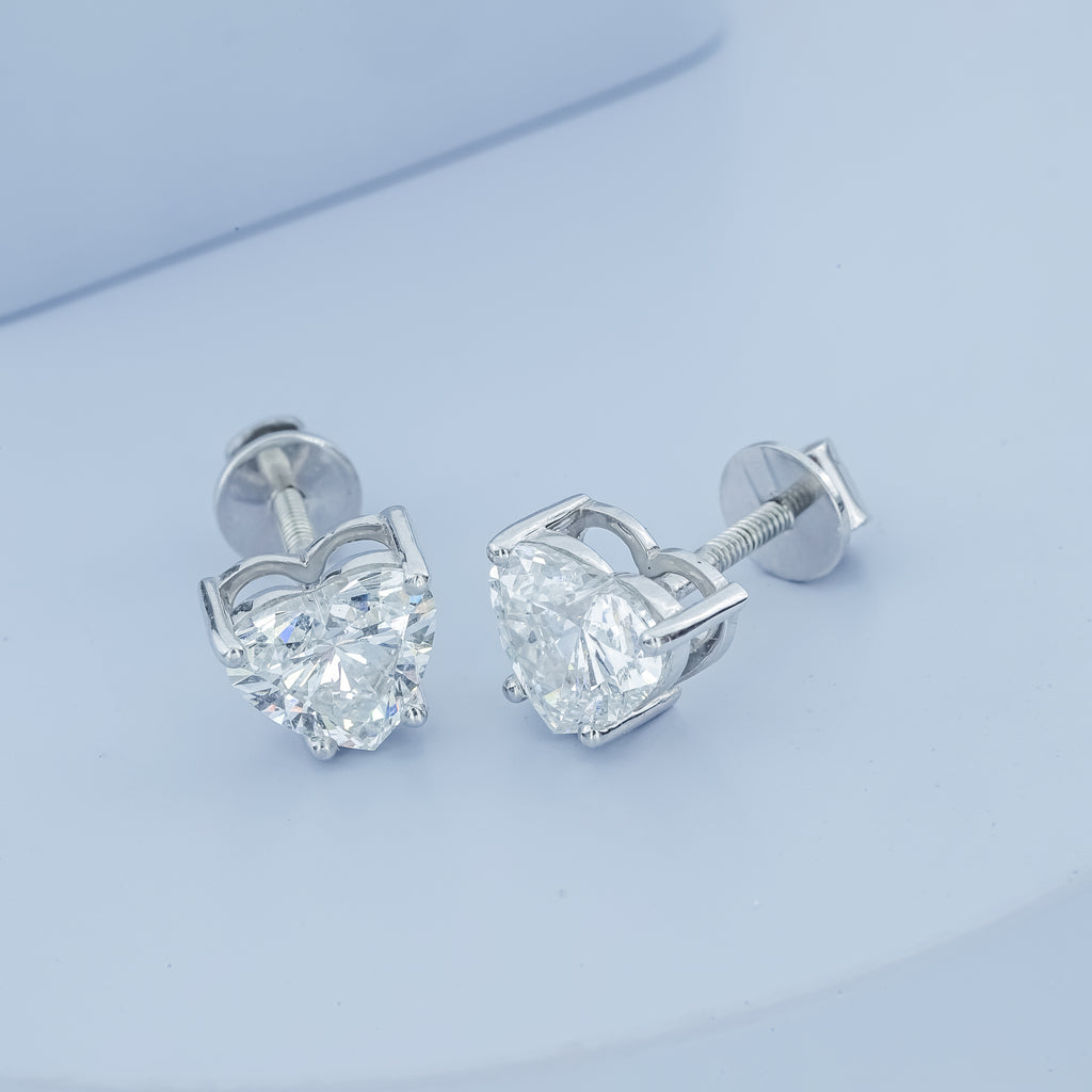Aarinya Amore Heart Tops Earrings, The heart Brilliant Diamond Tops, Petite Rose Heart Earrings
