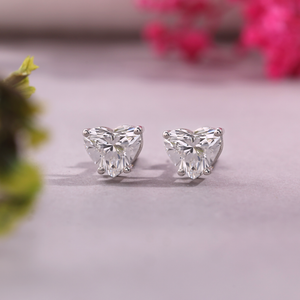 Aarinya Amore Heart Tops Earrings, The heart Brilliant Diamond Tops, Petite Rose Heart Earrings