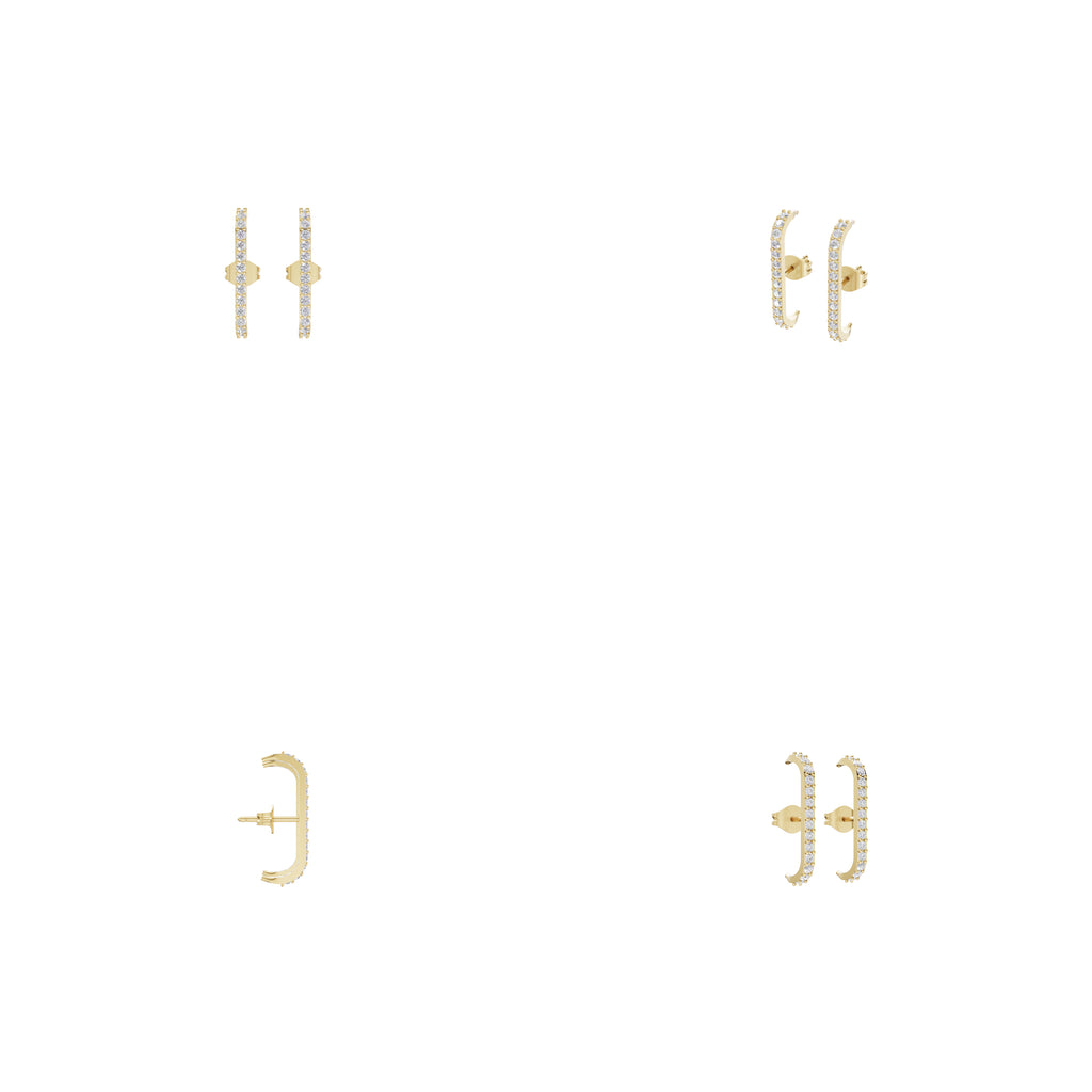 Aarinya Straight-Line Micro-Pave Diamond Bar Earrings