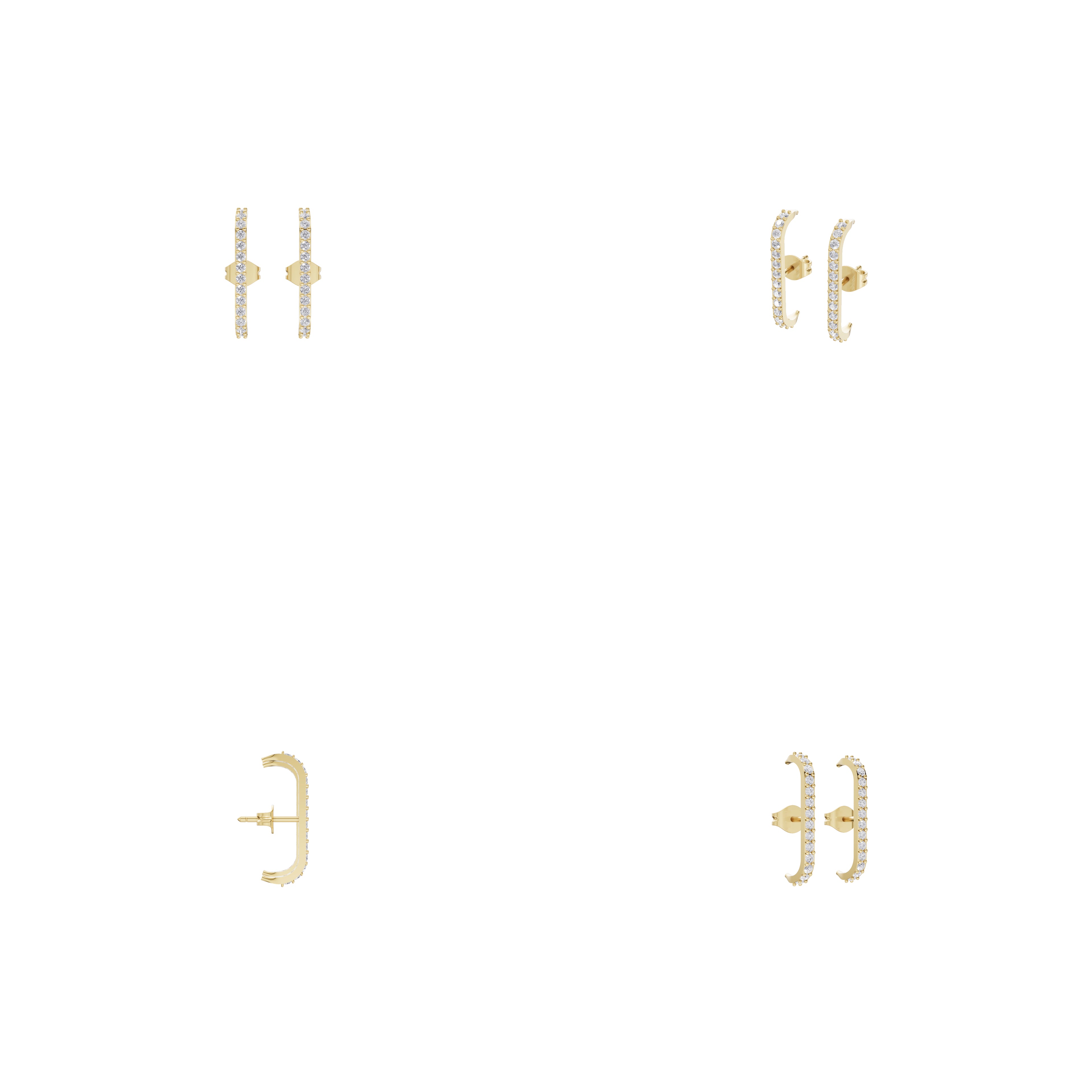 Aarinya Straight-Line Micro-Pave Diamond Bar Earrings