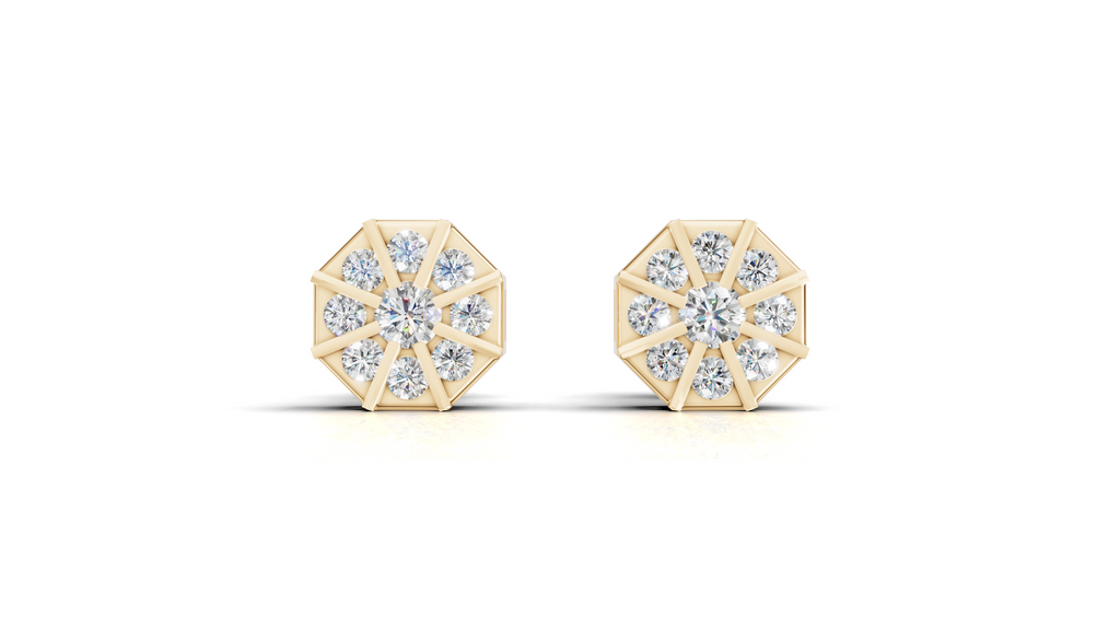 Aarinya Nexus Geometric Earrings, The Prism Spokes Lab-Diamond Tops Earrings