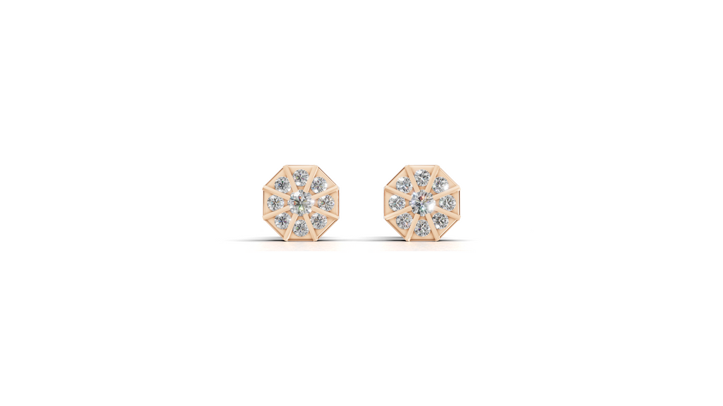 Aarinya Nexus Geometric Earrings, The Prism Spokes Lab-Diamond