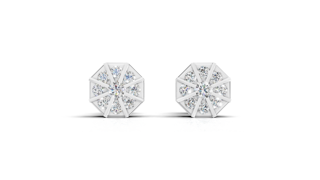 Aarinya Nexus Geometric Earrings, The Prism Spokes Lab-Diamond Tops Earrings