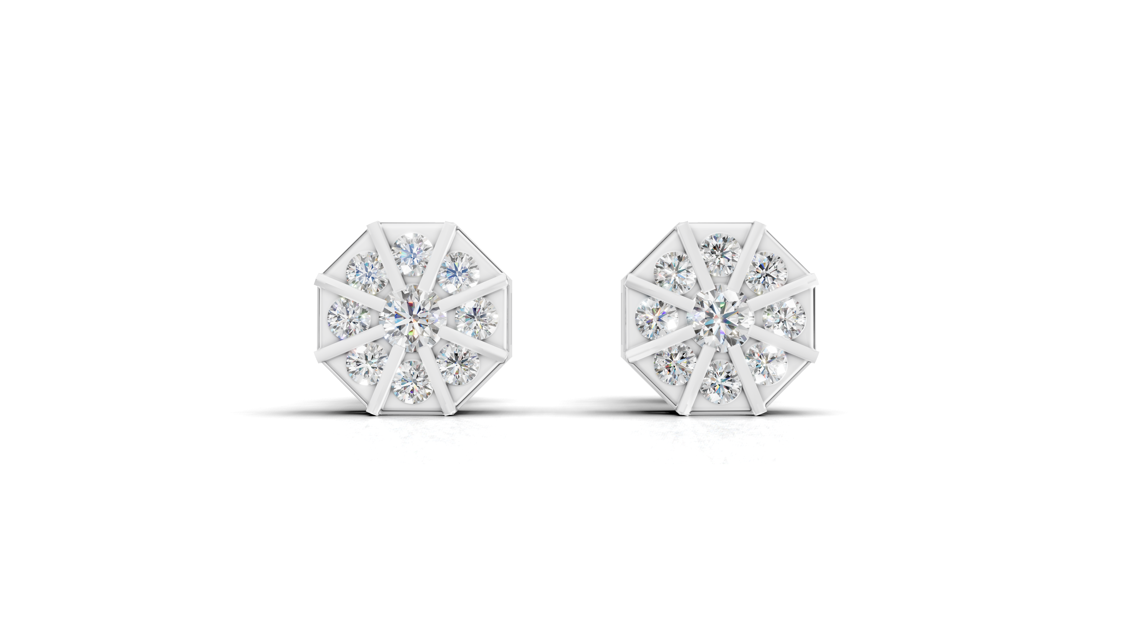 Aarinya Nexus Geometric Earrings, The Prism Spokes Lab-Diamond Tops Earrings
