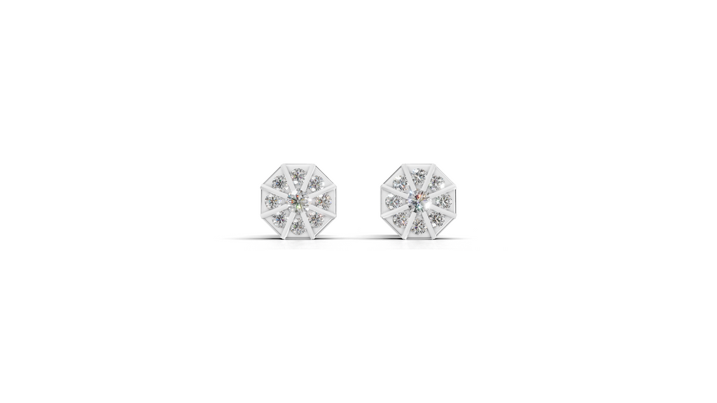 Aarinya Nexus Geometric Earrings, The Prism Spokes Lab-Diamond