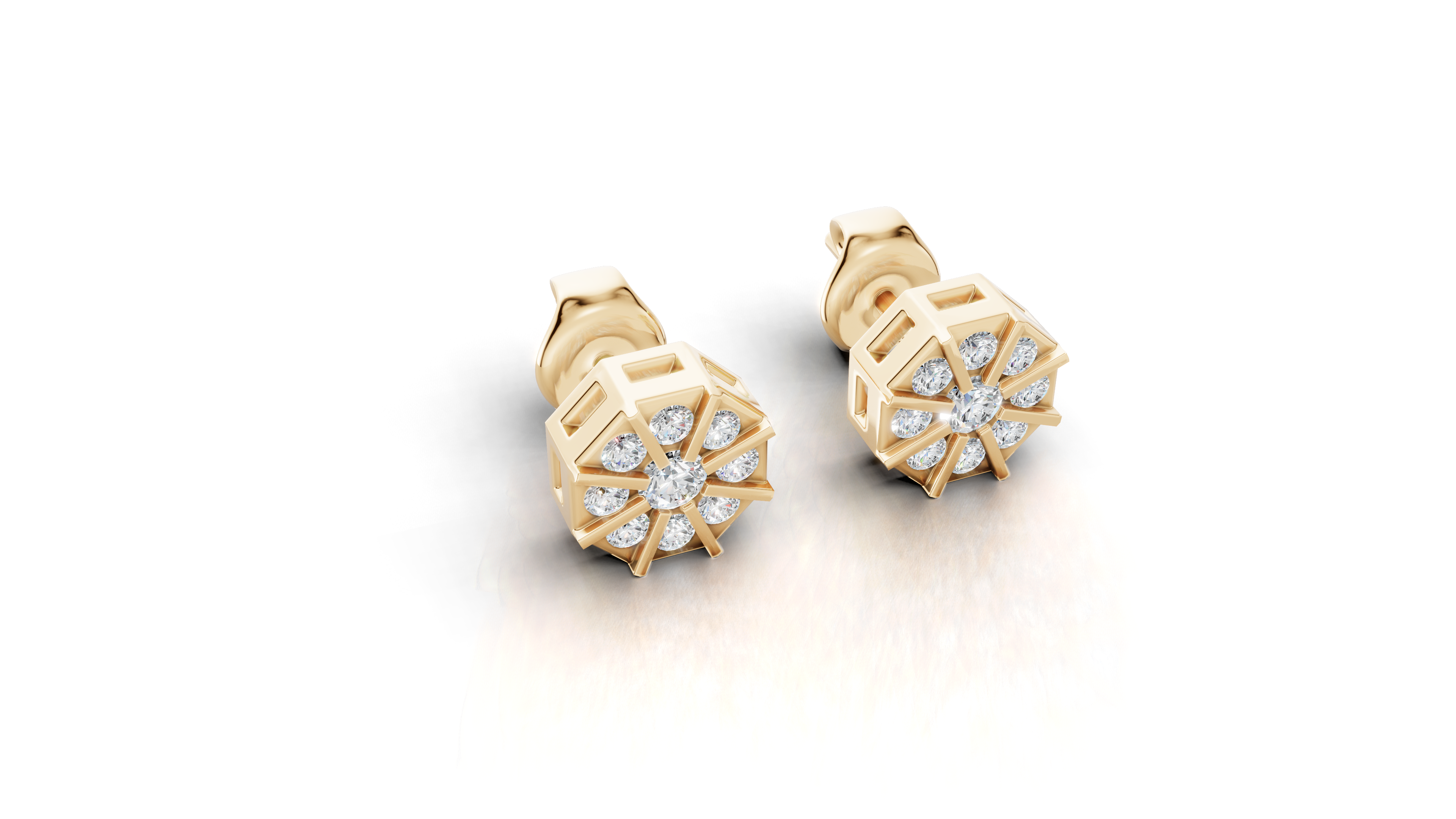 Aarinya Nexus Geometric Earrings, The Prism Spokes Lab-Diamond Tops Earrings