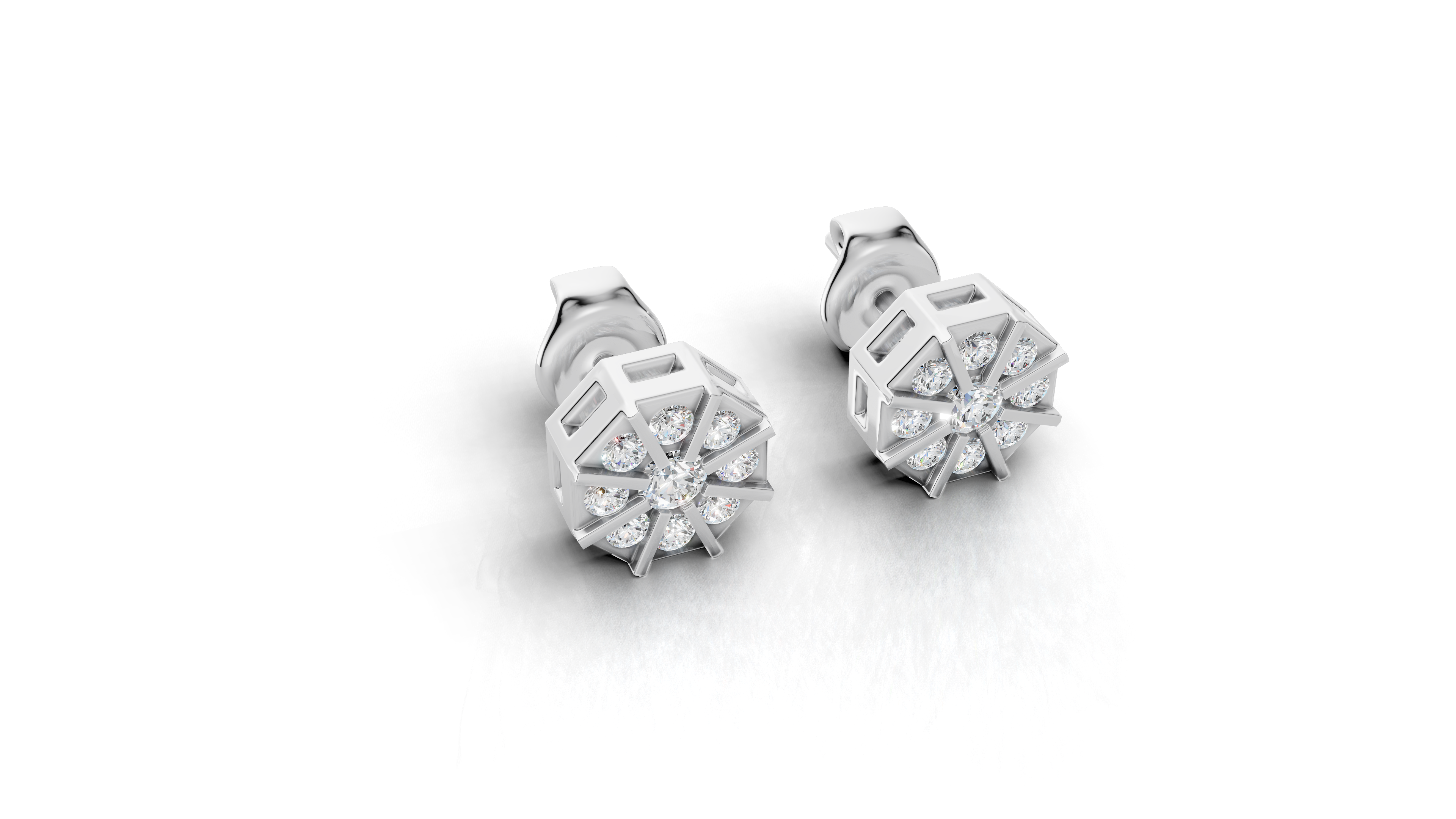 Aarinya Nexus Geometric Earrings, The Prism Spokes Lab-Diamond Tops Earrings