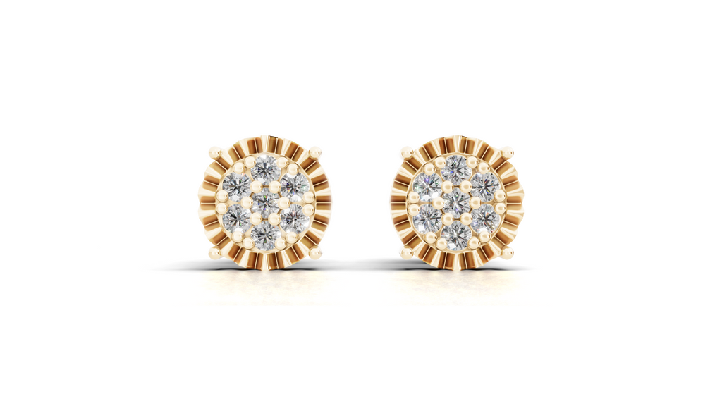 Aarinya Starburst Halo Tops Earring, Astra Fluted Diamond Earrings