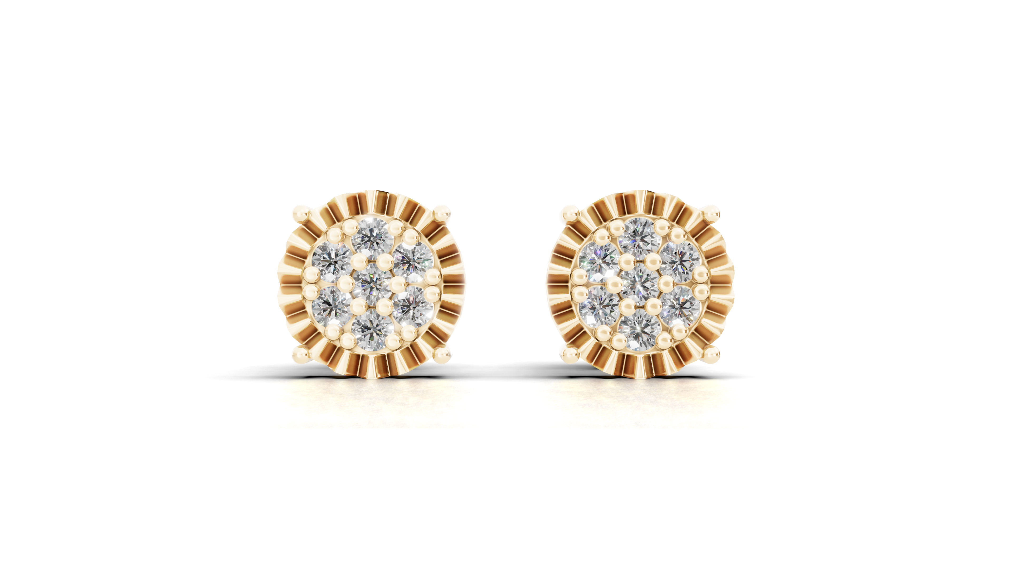 Aarinya Starburst Halo Tops Earring, Astra Fluted Diamond Earrings