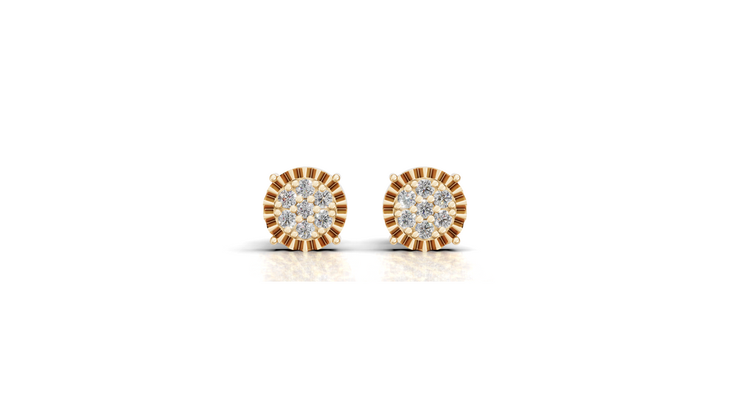 Aarinya Astra Fluted Diamond Starburst Halo Tops Earring