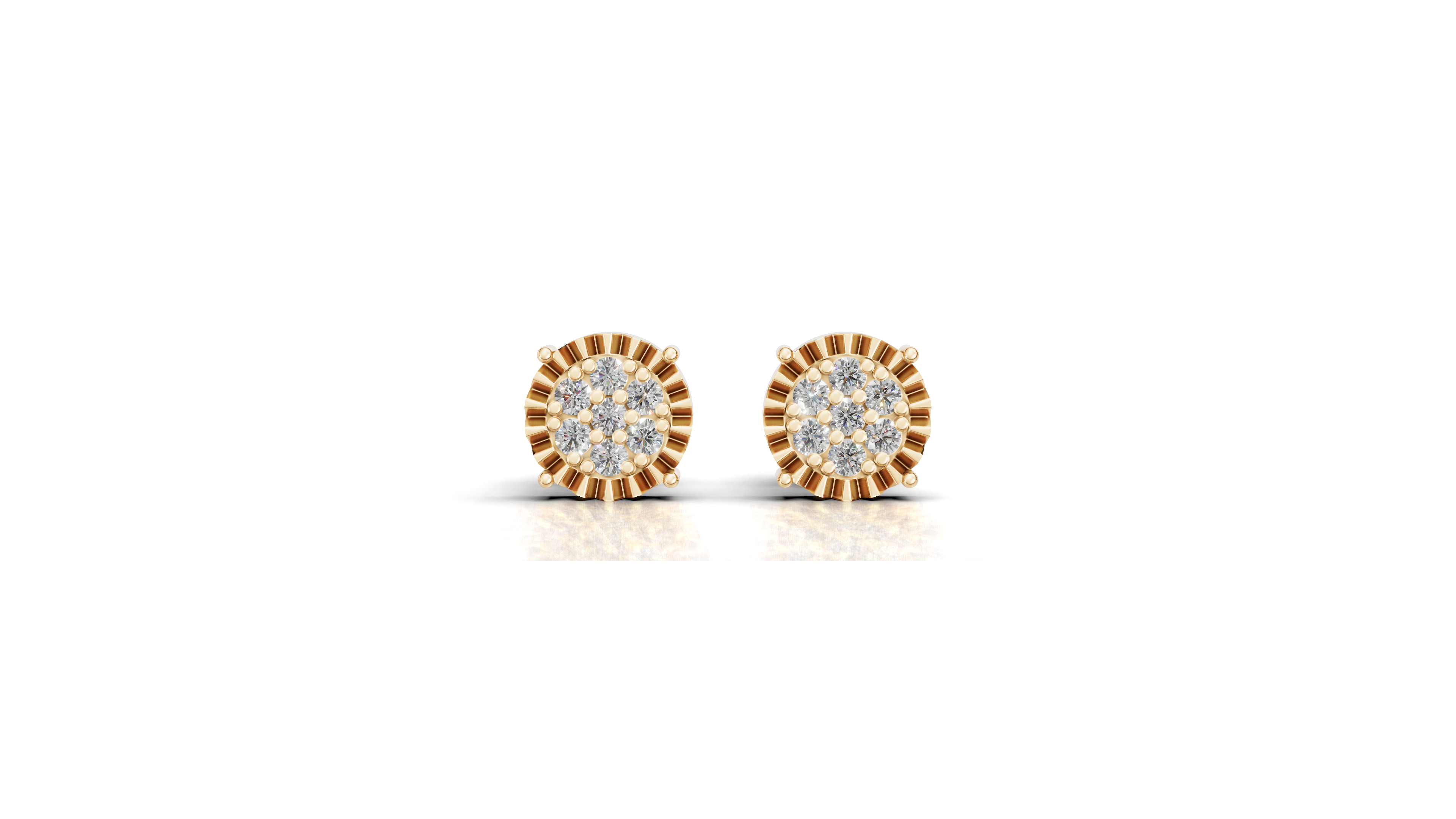 Aarinya Starburst Halo Tops Earring, Astra Fluted Diamond Earrings