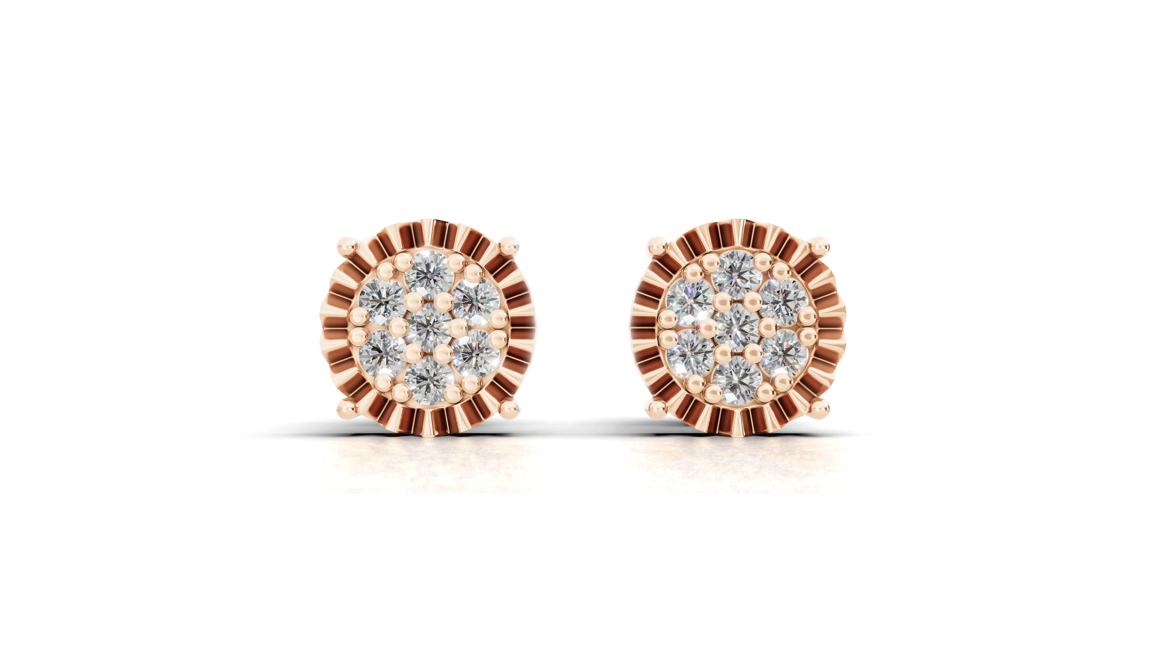 Aarinya Starburst Halo Tops Earring, Astra Fluted Diamond Earrings