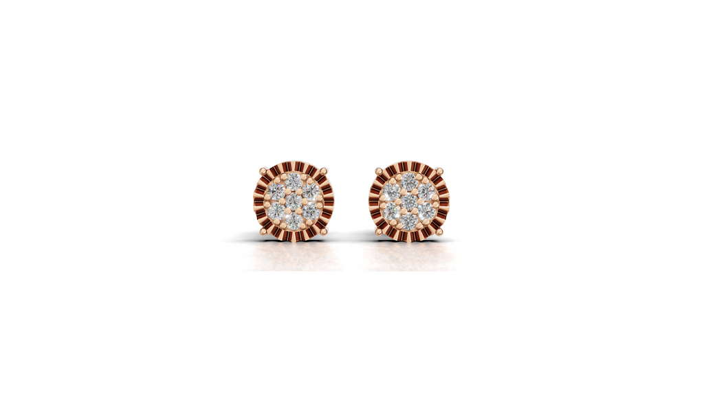 Aarinya Astra Fluted Diamond Starburst Halo Tops Earring
