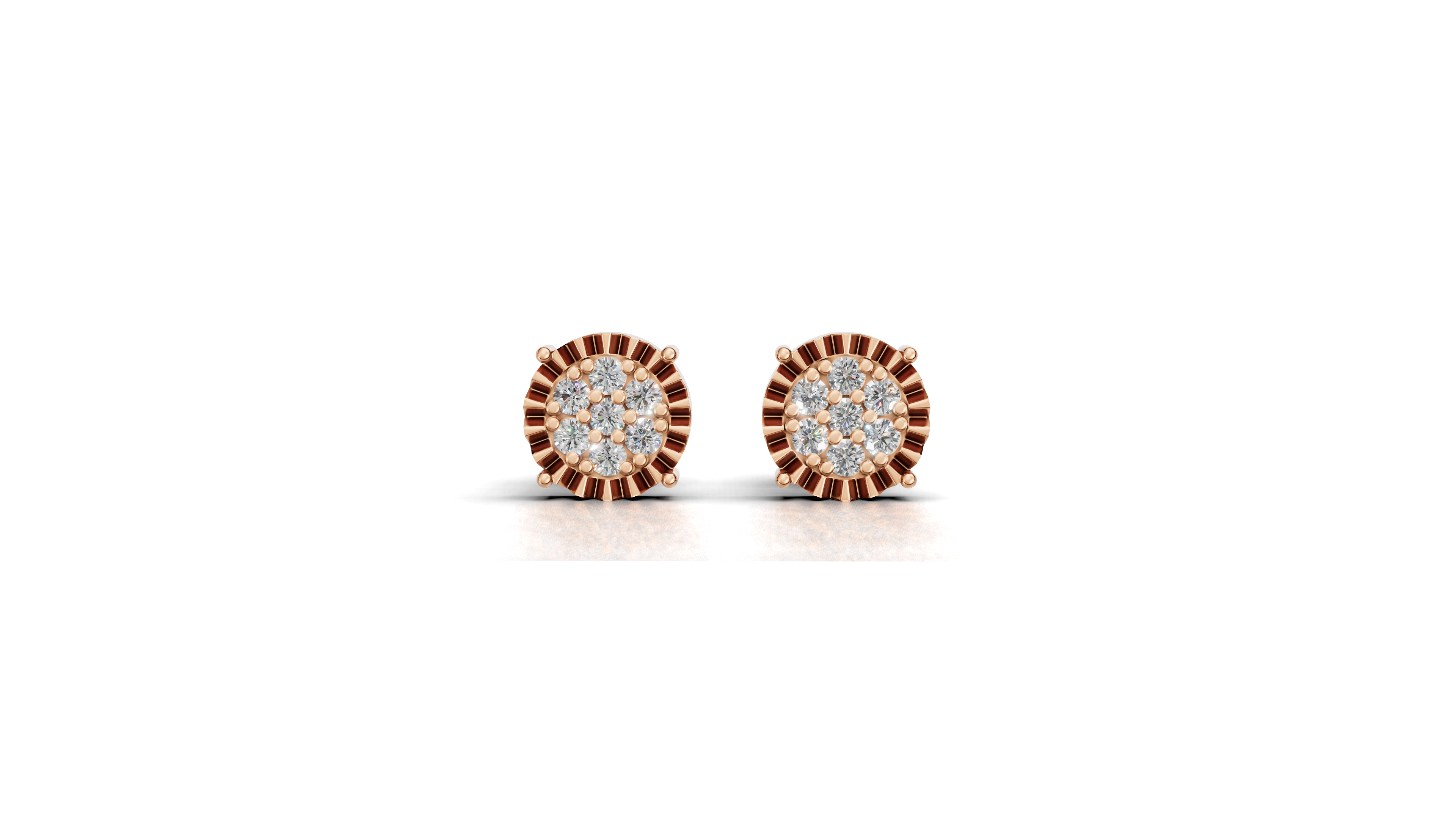 Aarinya Starburst Halo Tops Earring, Astra Fluted Diamond Earrings