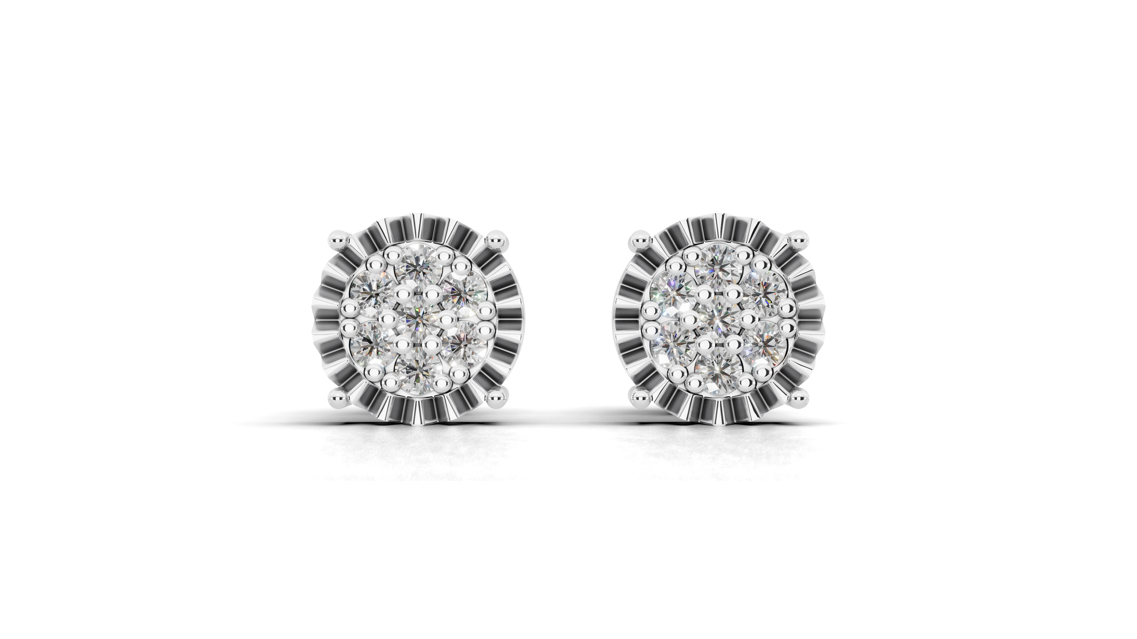Aarinya Starburst Halo Tops Earring, Astra Fluted Diamond Earrings