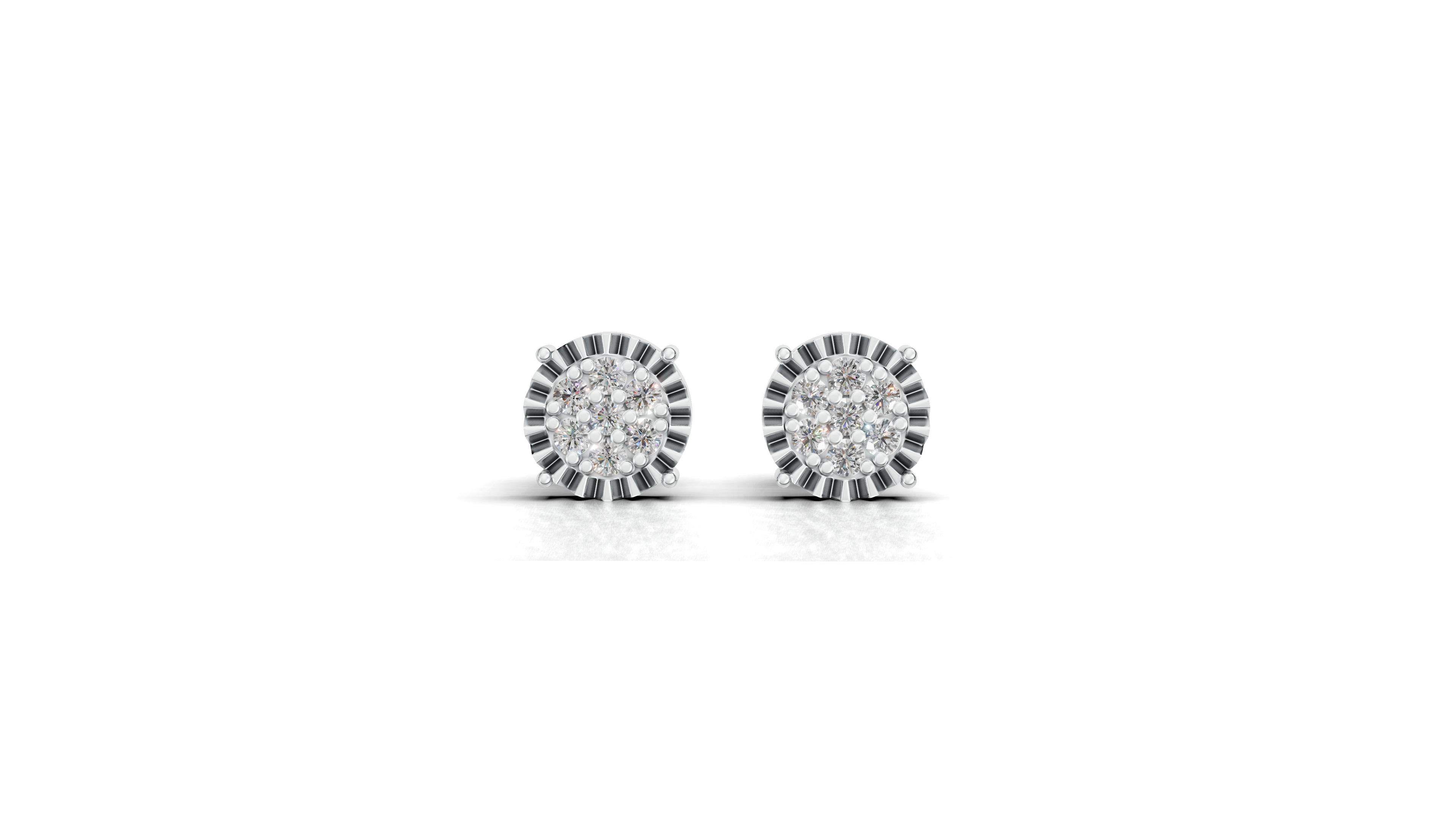 Aarinya Astra Fluted Diamond Starburst Halo Tops Earring