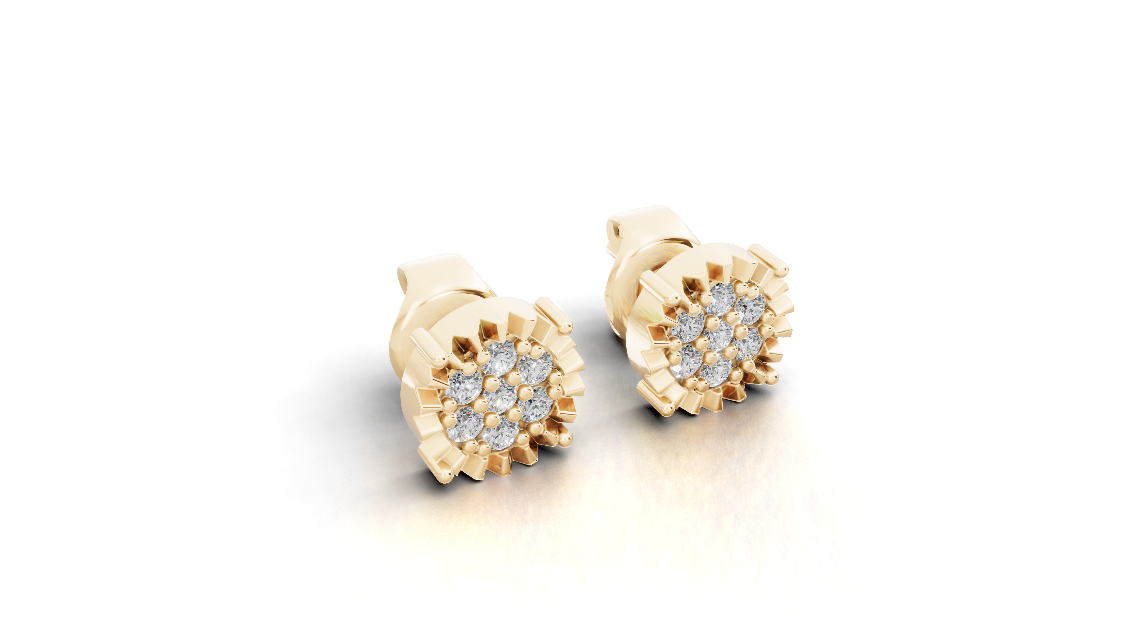 Aarinya Starburst Halo Tops Earring, Astra Fluted Diamond Earrings