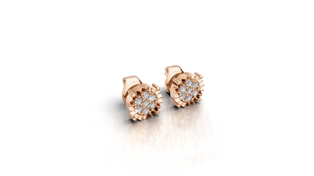 Aarinya Astra Fluted Diamond Starburst Halo Tops Earring