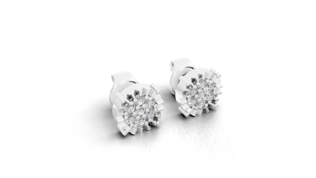 Aarinya Starburst Halo Tops Earring, Astra Fluted Diamond Earrings