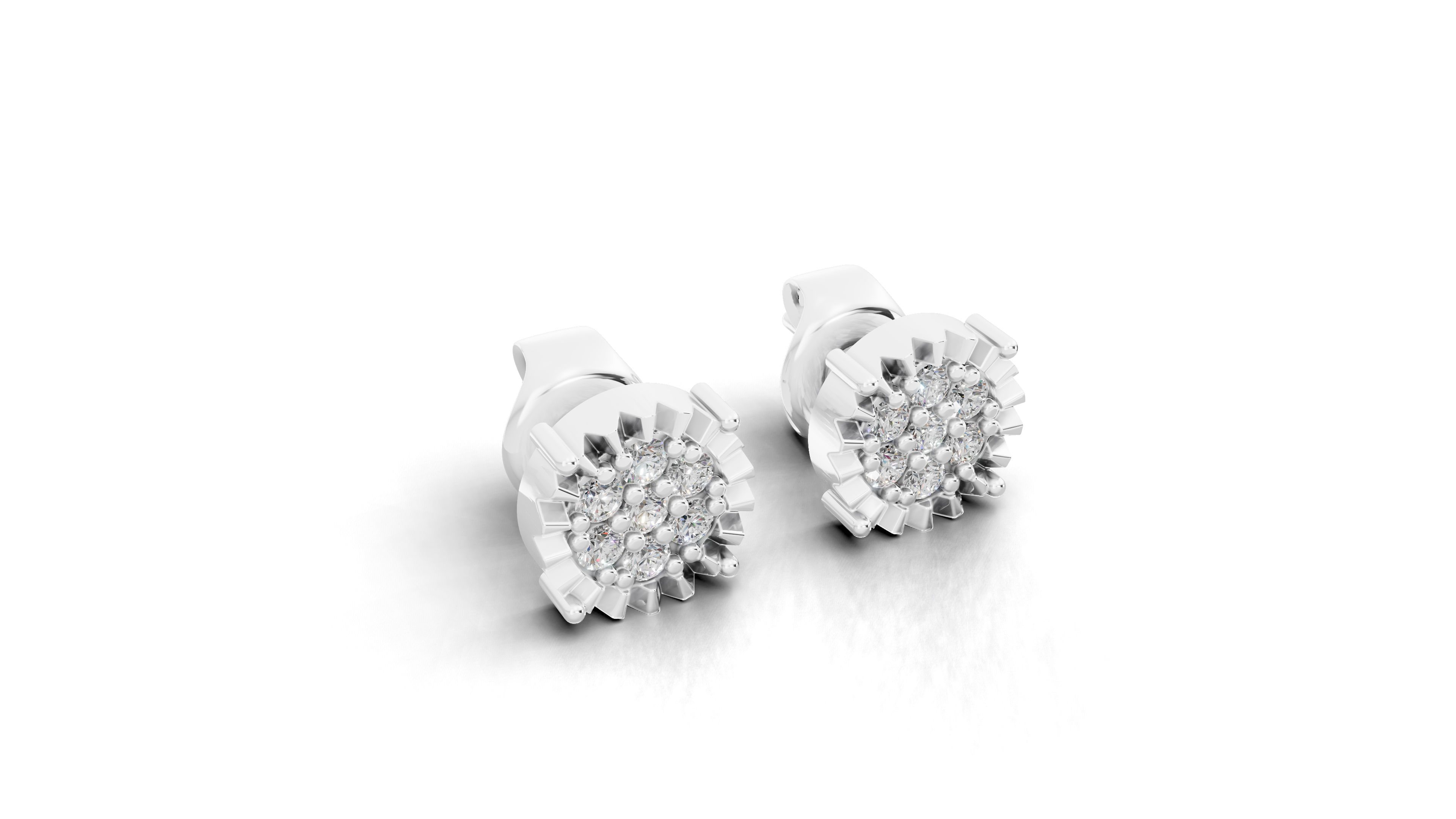 Aarinya Starburst Halo Tops Earring, Astra Fluted Diamond Earrings