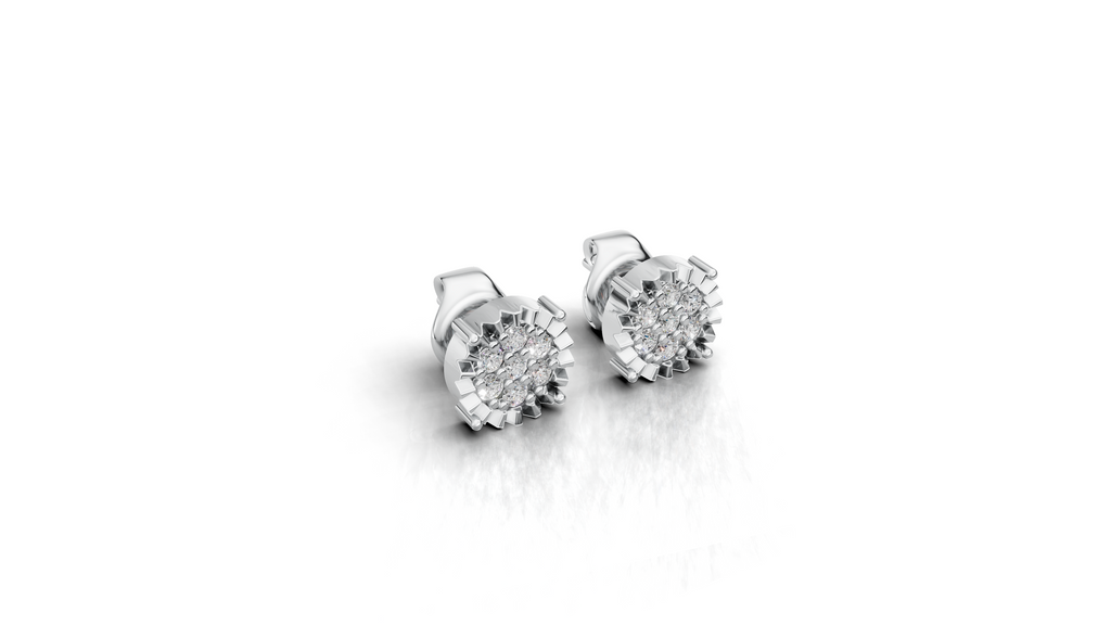 Aarinya Astra Fluted Diamond Starburst Halo Tops Earring