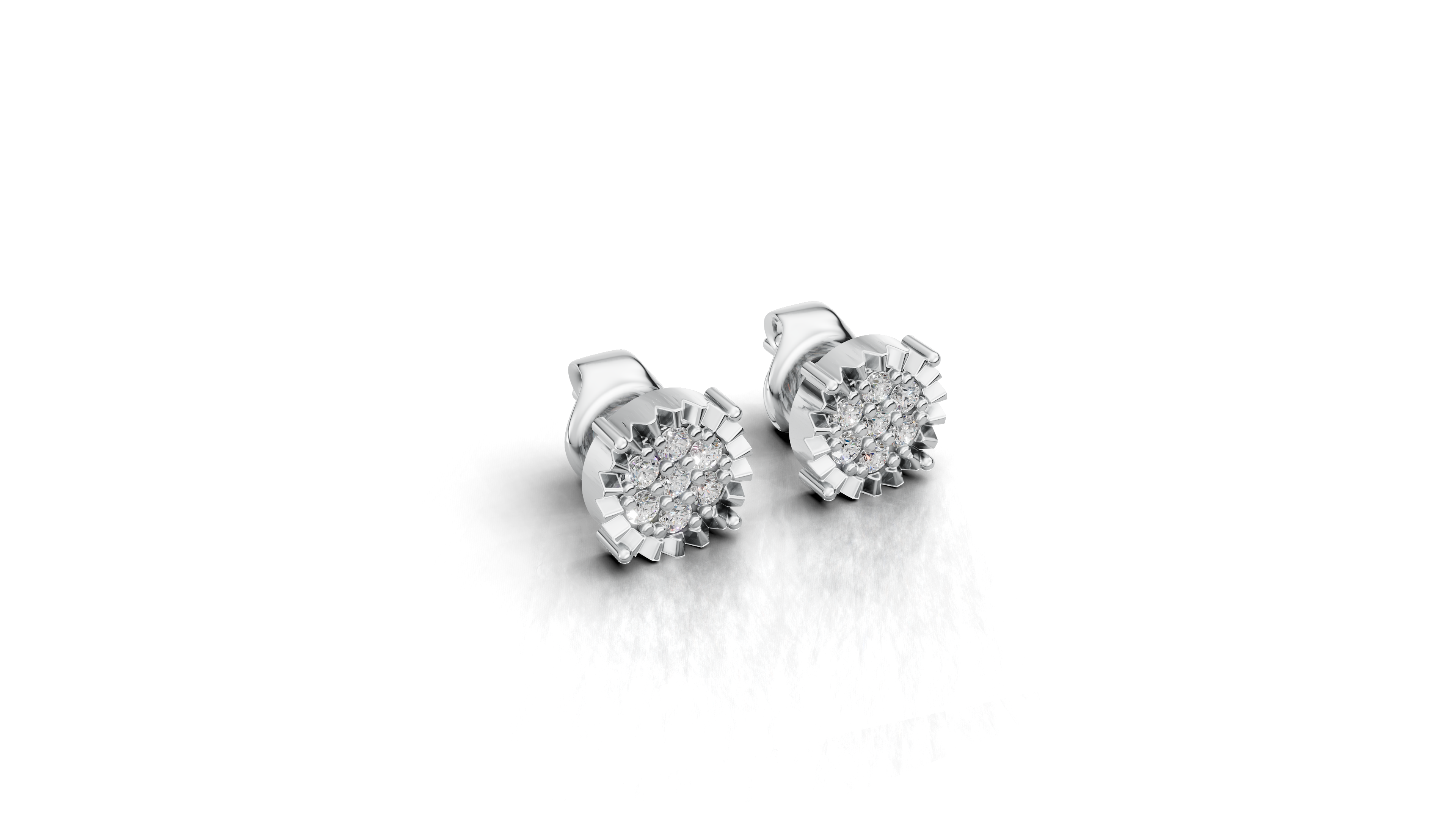 Aarinya Astra Fluted Diamond Starburst Halo Tops Earring