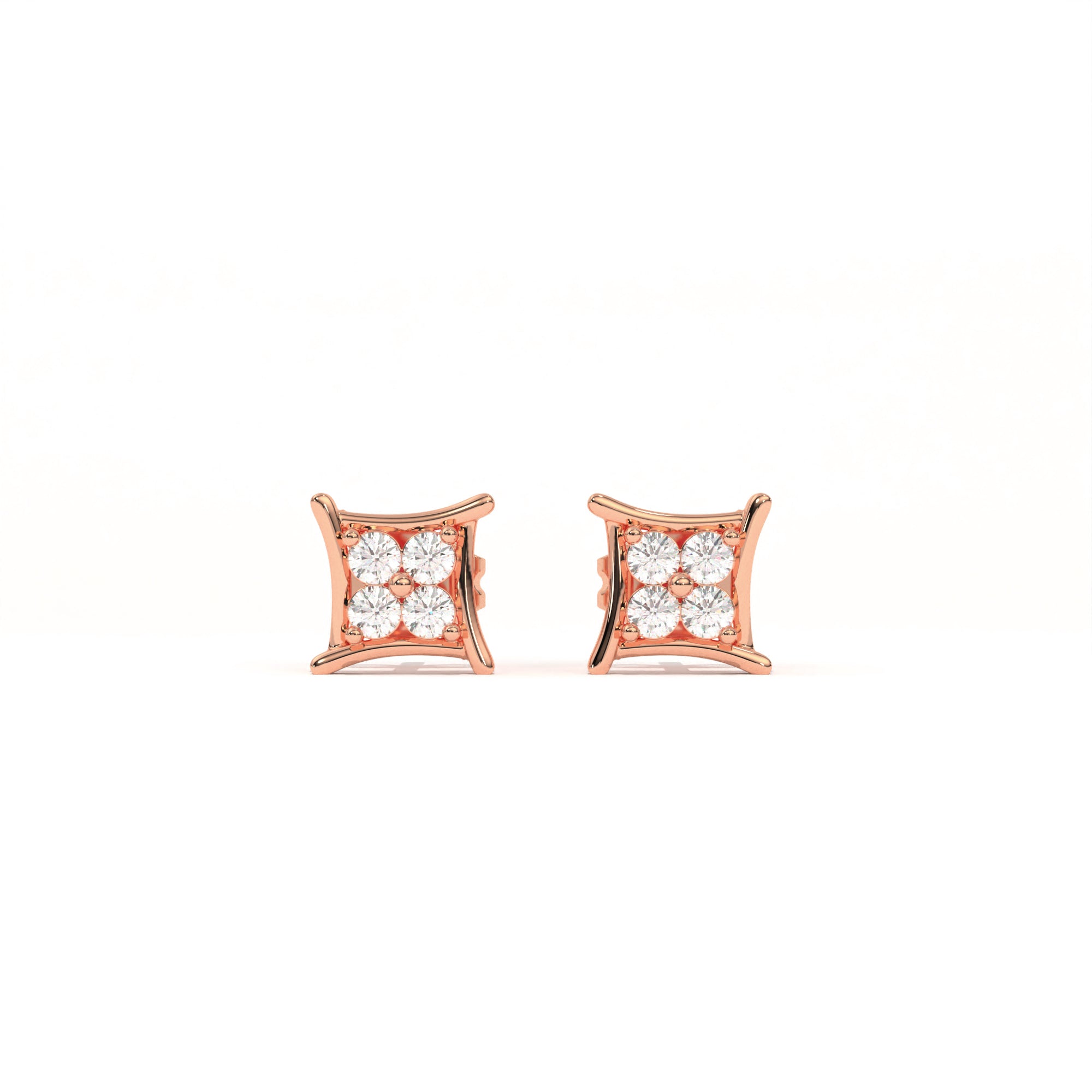Aarinya Kite-Frame Lab-Grown Diamond Cluster Stud Earrings, The Centurion Minimalist Curved Chevron Mosaic Studs