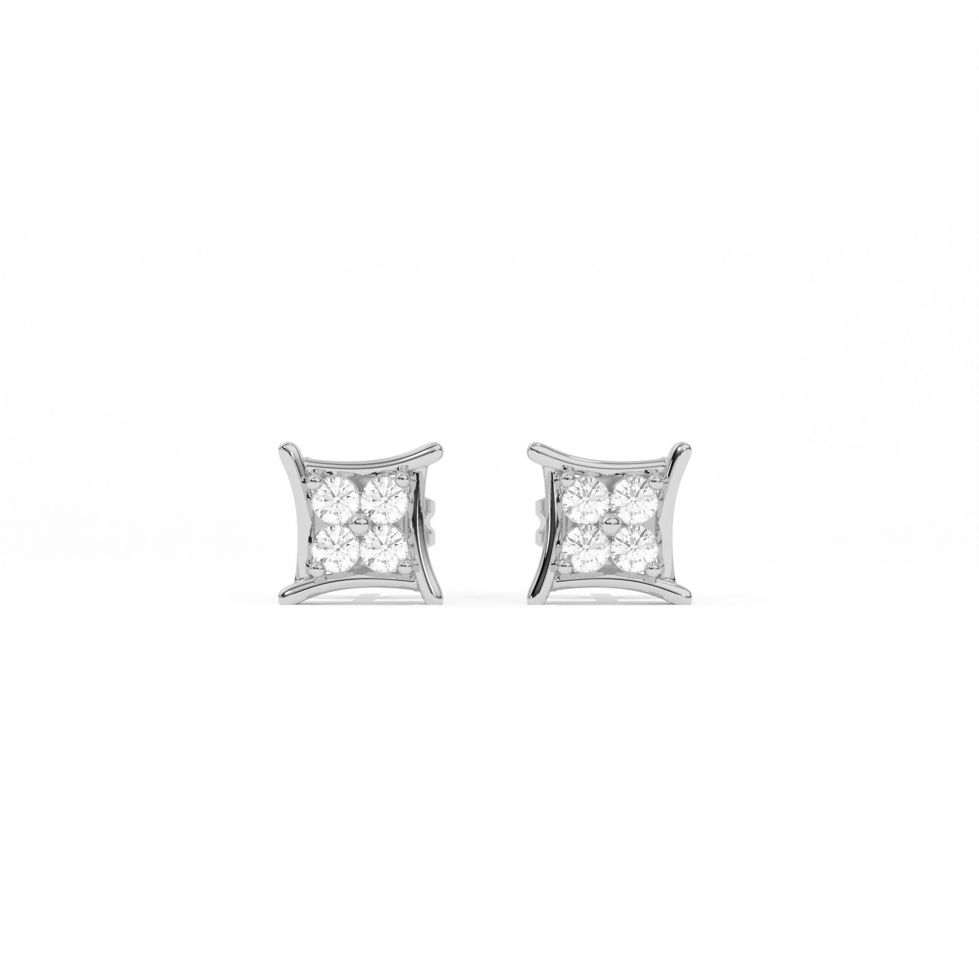 Aarinya Kite-Frame Lab-Grown Diamond Cluster Stud Earrings, The Centurion Minimalist Curved Chevron Mosaic Studs