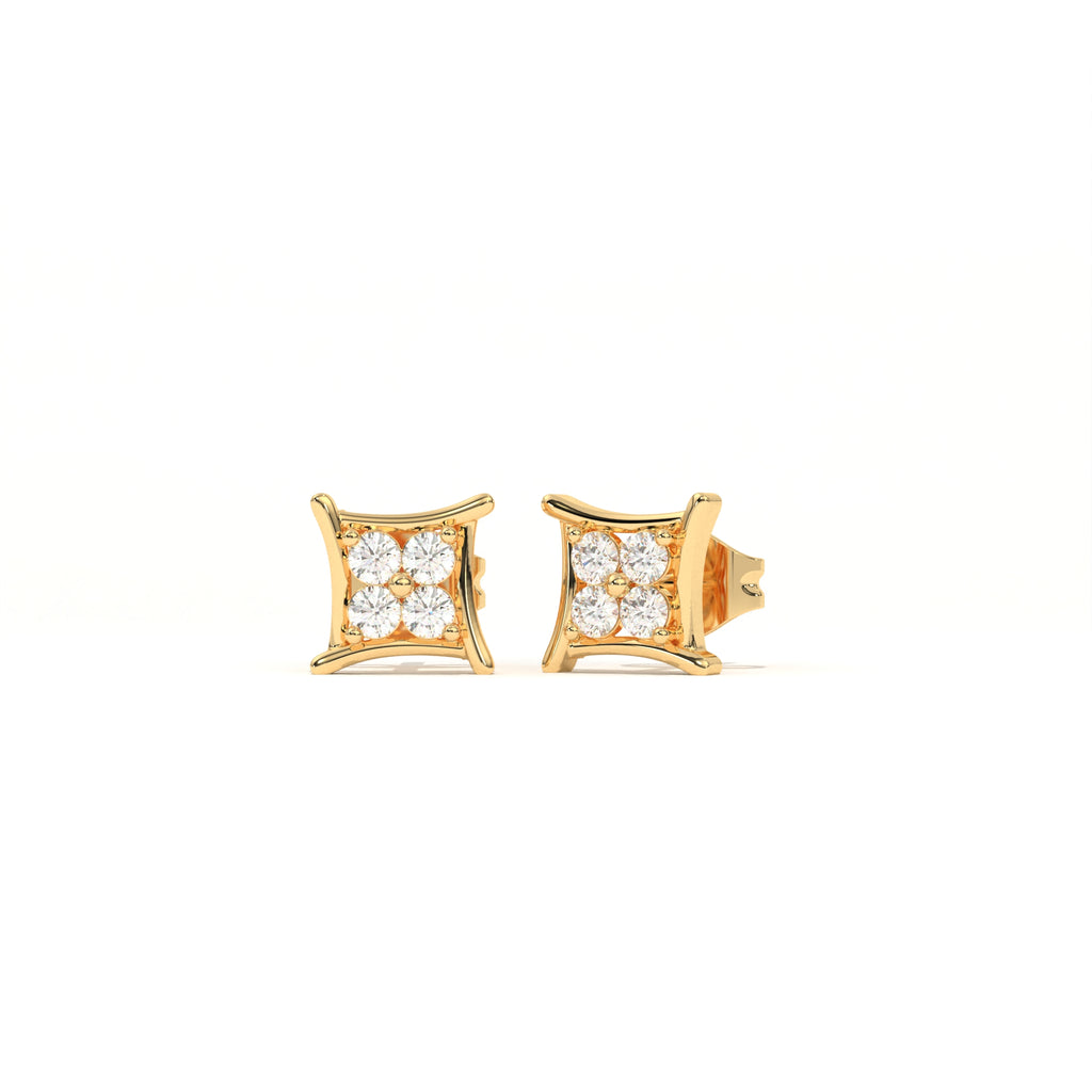 Aarinya Kite-Frame Lab-Grown Diamond Cluster Stud Earrings, The Centurion Minimalist Curved Chevron Mosaic Studs