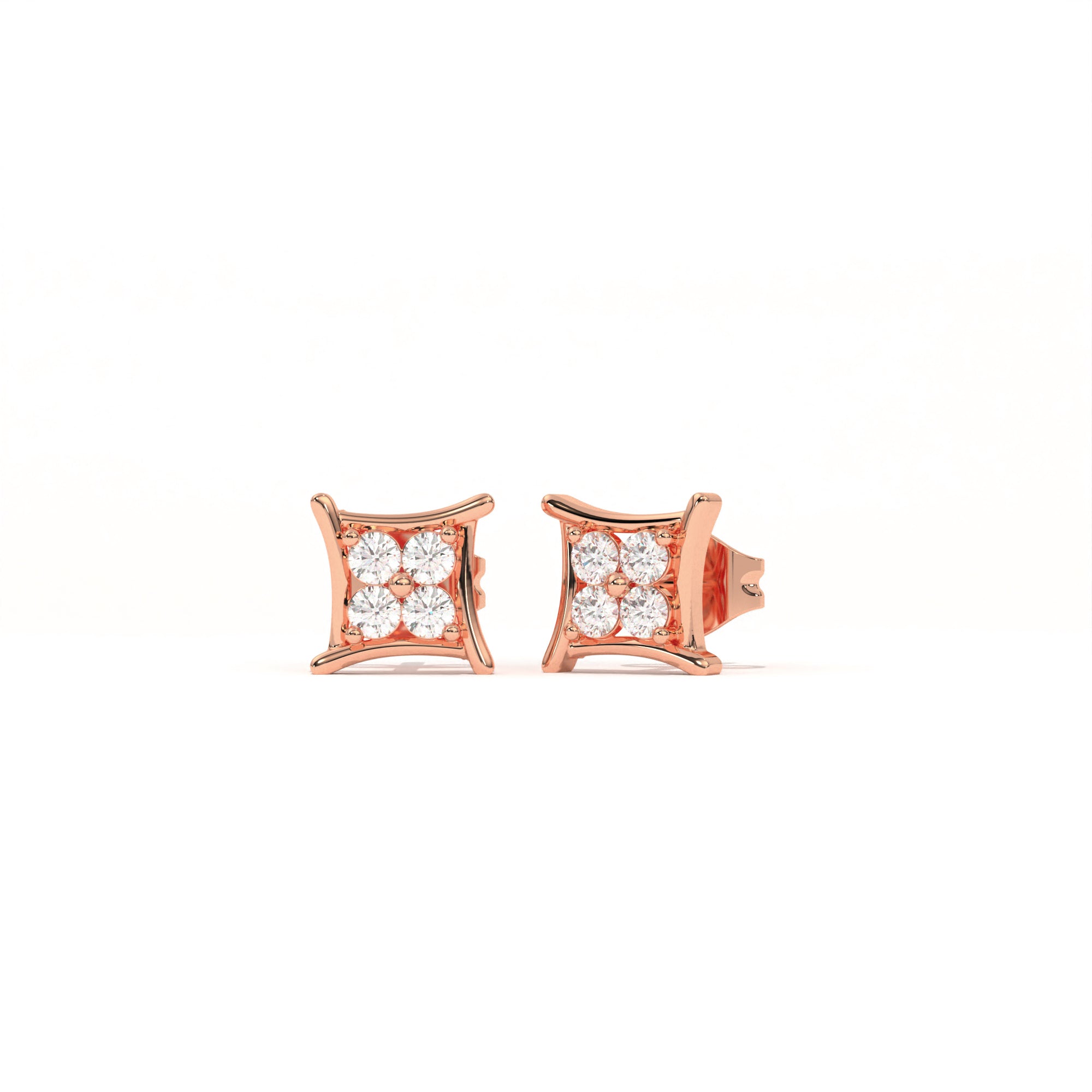 Aarinya Kite-Frame Lab-Grown Diamond Cluster Stud Earrings, The Centurion Minimalist Curved Chevron Mosaic Studs