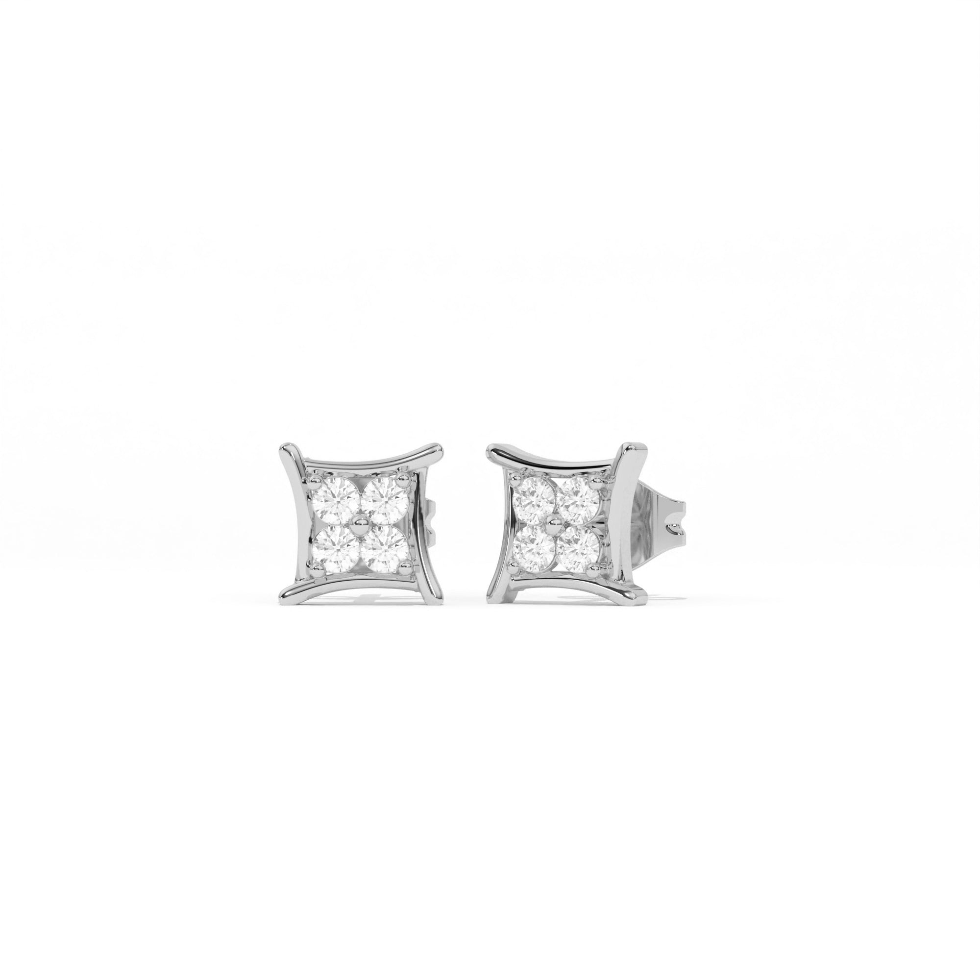 Aarinya Kite-Frame Lab-Grown Diamond Cluster Stud Earrings, The Centurion Minimalist Curved Chevron Mosaic Studs