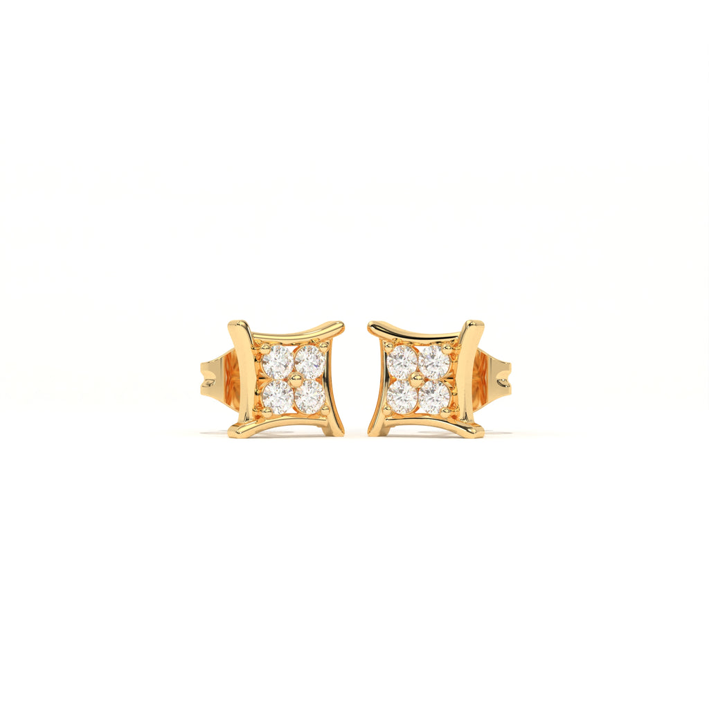 Aarinya Kite-Frame Lab-Grown Diamond Cluster Stud Earrings, The Centurion Minimalist Curved Chevron Mosaic Studs