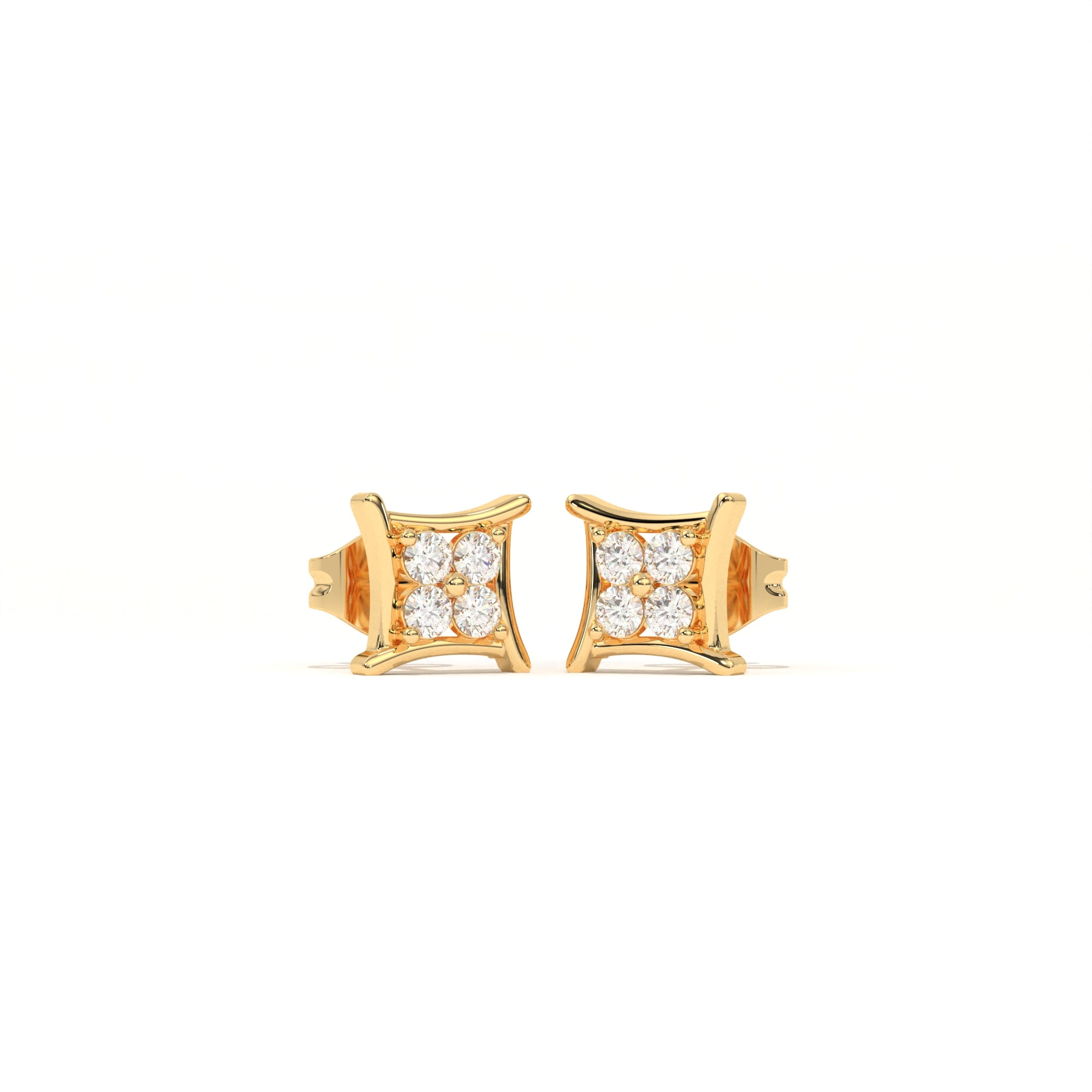 Aarinya Kite-Frame Lab-Grown Diamond Cluster Stud Earrings, The Centurion Minimalist Curved Chevron Mosaic Studs