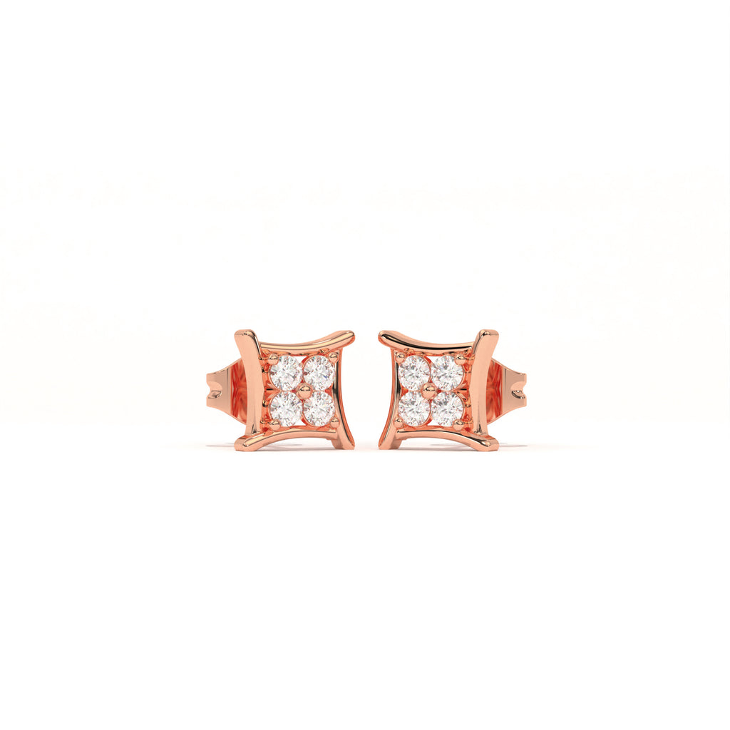 Aarinya Kite-Frame Lab-Grown Diamond Cluster Stud Earrings, The Centurion Minimalist Curved Chevron Mosaic Studs