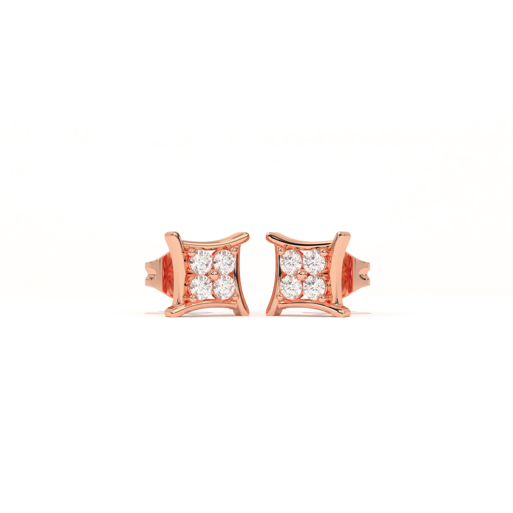 Aarinya Kite-Frame Lab-Grown Diamond Cluster Stud Earrings, The Centurion Minimalist Curved Chevron Mosaic Studs