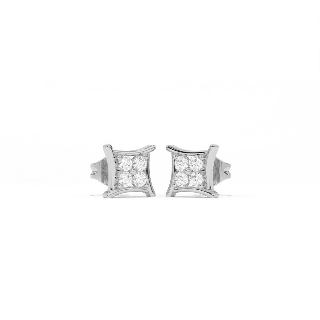 Aarinya Kite-Frame Lab-Grown Diamond Cluster Stud Earrings, The Centurion Minimalist Curved Chevron Mosaic Studs
