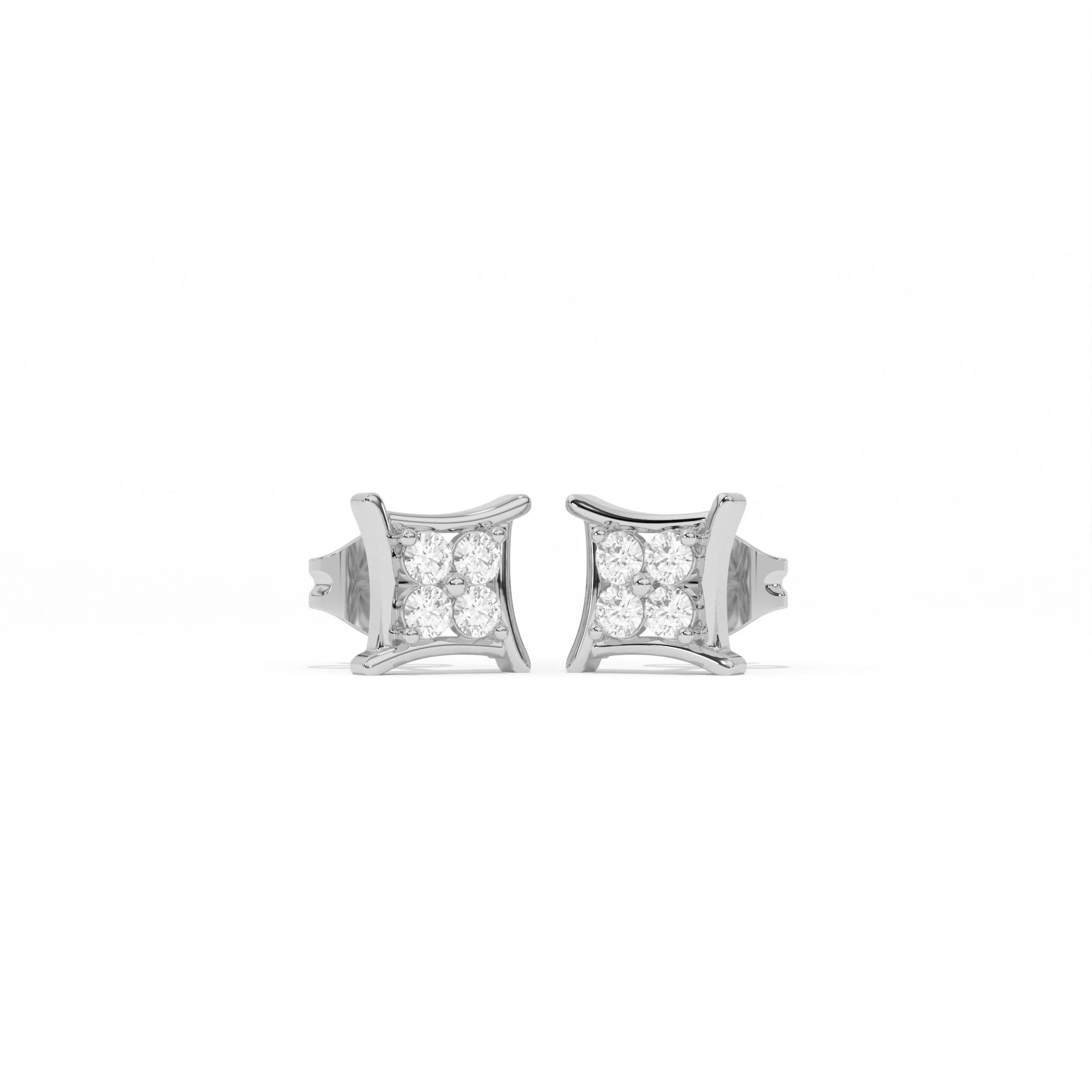 Aarinya Kite-Frame Lab-Grown Diamond Cluster Stud Earrings, The Centurion Minimalist Curved Chevron Mosaic Studs