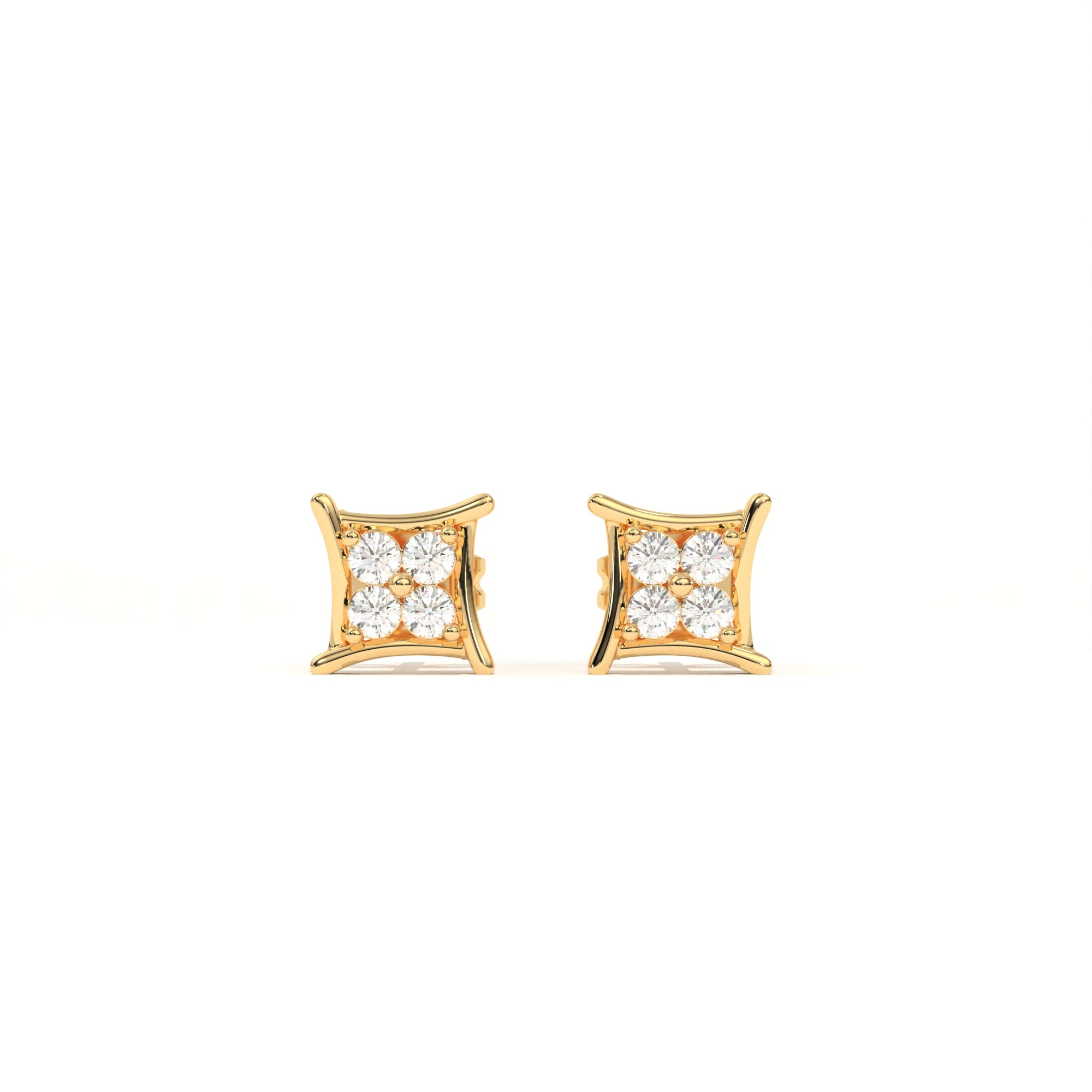Aarinya Kite-Frame Lab-Grown Diamond Cluster Stud Earrings, The Centurion Minimalist Curved Chevron Mosaic Studs