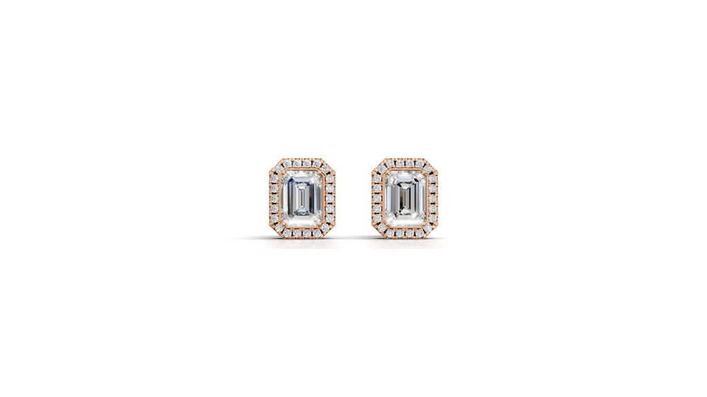 Aarinya Verdant Modernity Lab-Diamond Earrings, The Empress Lab-Grown Emerald-Cut Studs